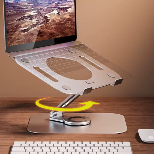 Adjustable Aluminum Laptop Stand – Ergonomic, Foldable Desktop Notebook Stand with Heat Ventilation