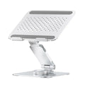 360-degree adjustable aluminum laptop stand, foldable desktop holder with anti-slip base, silver color