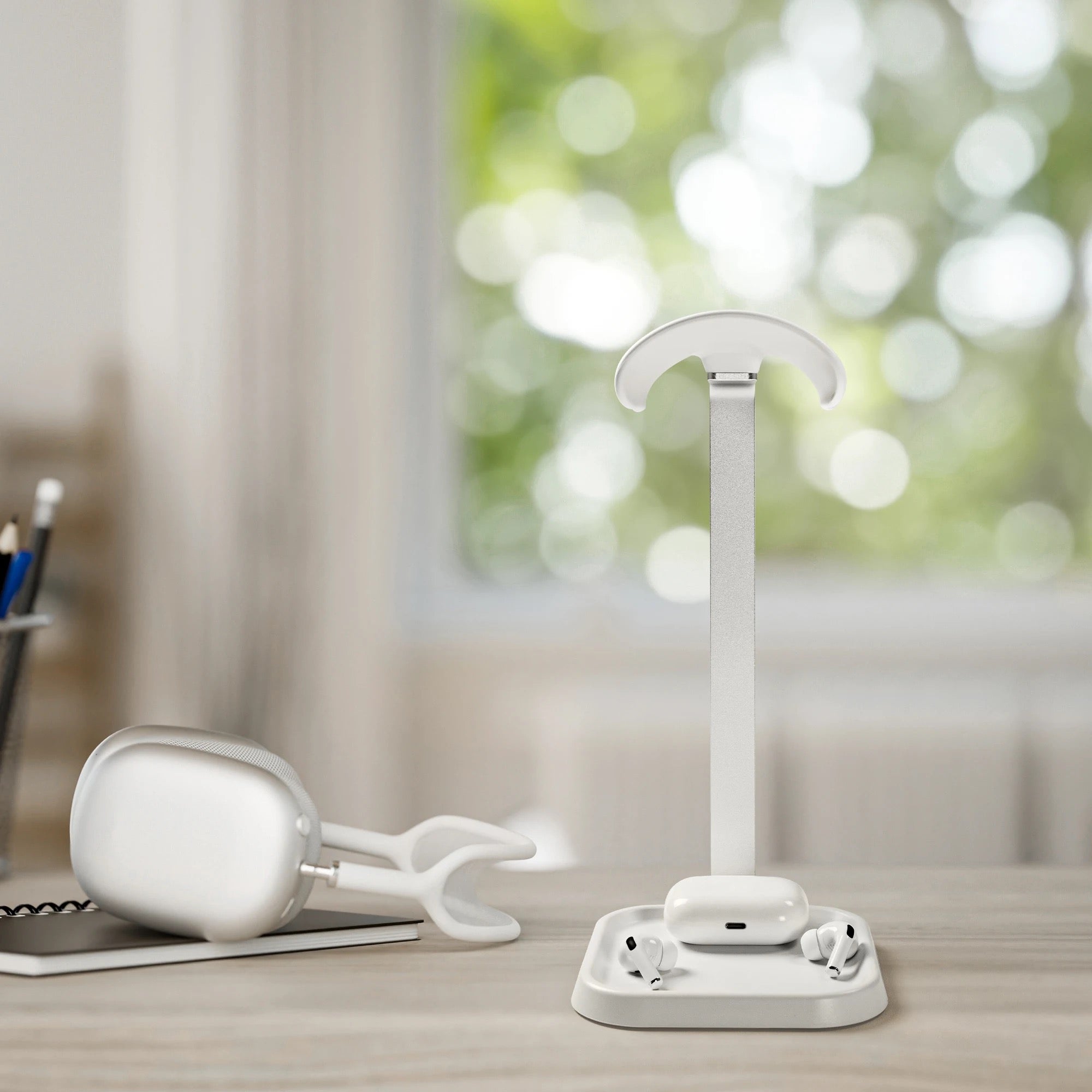 Headphone Stand with AirPods Holder – Premium Desktop Headset & Earbuds Organizer