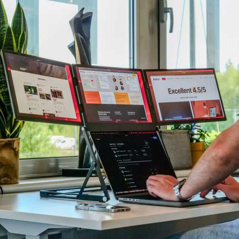 Portable Foldable Quad-Screen Laptop Monitor Extender