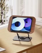Adjustable Laptop & Tablet Stand – Ergonomic Wooden Desk Stand for Work, Cooking & Reading