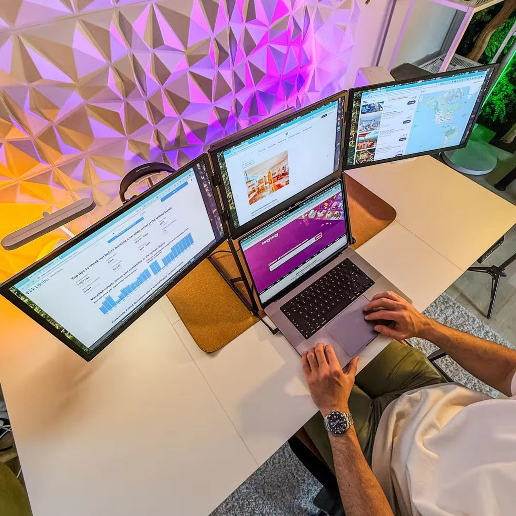 Portable Foldable Quad-Screen Laptop Monitor Extender