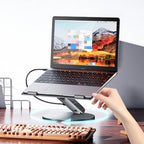 Optimal Comfort & Connectivity: Ergonomic Laptop Stand with Swivel and Built-in USB Hub